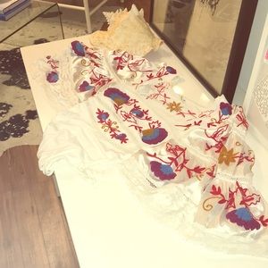 Free people embroidered satin blouse bodysuit